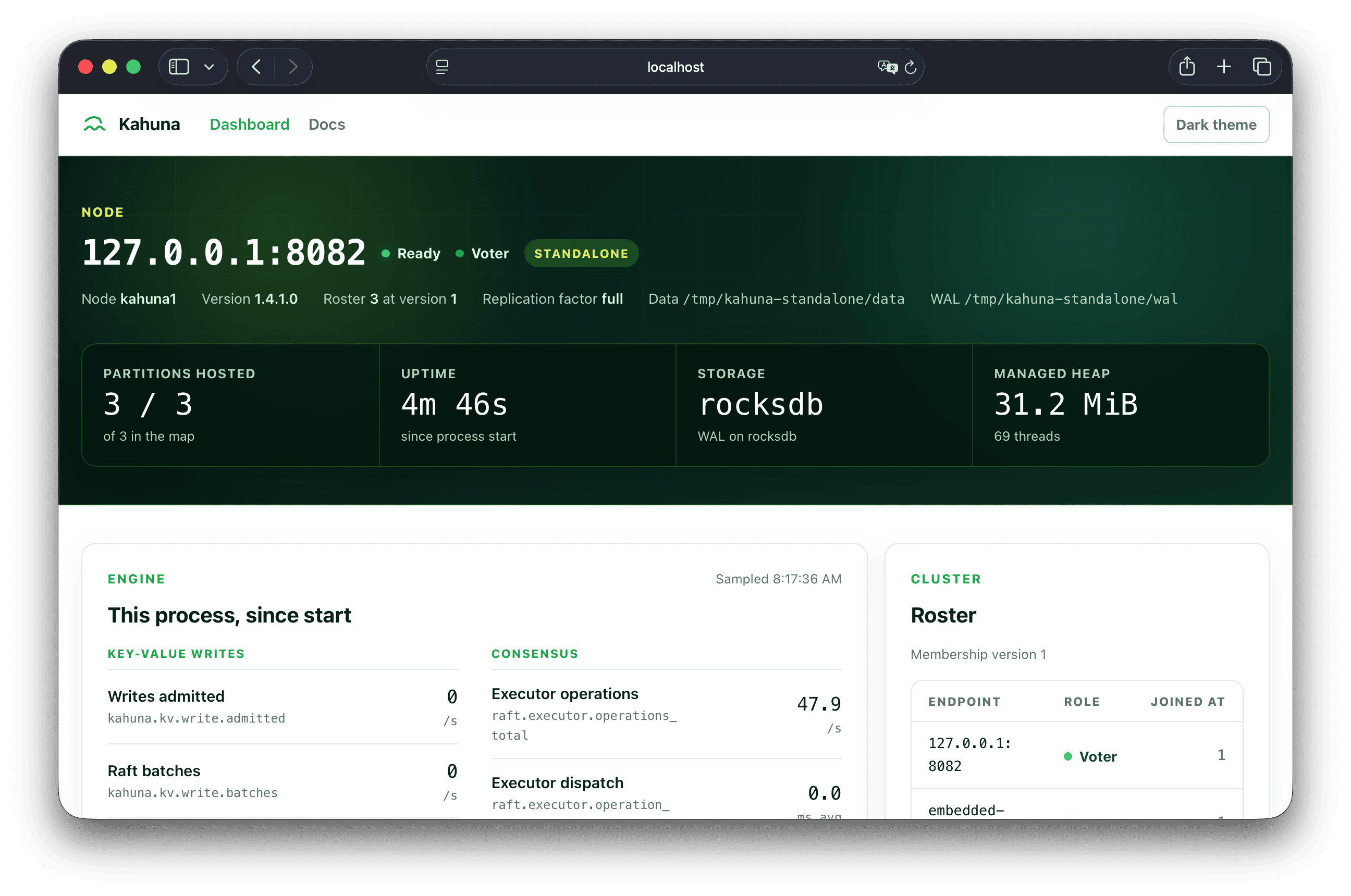 Kahuna status dashboard